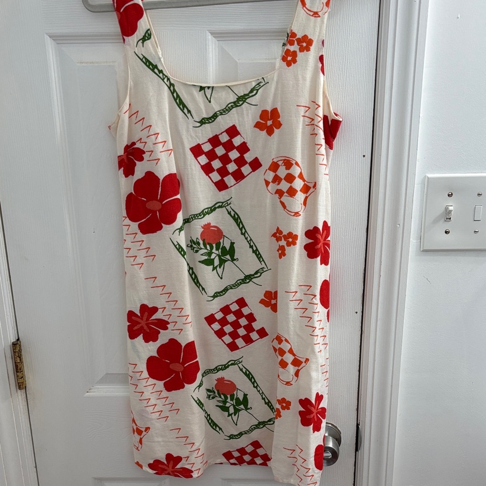 Japna Red and Cream Floral Mini Dress